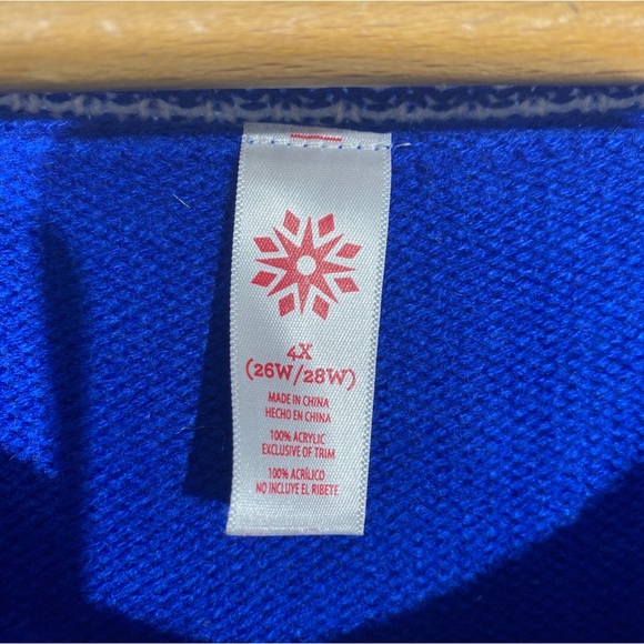 Christmas holiday spirit festive party sweater snowman bedazzled tree plus 4X - Picture 7 of 9